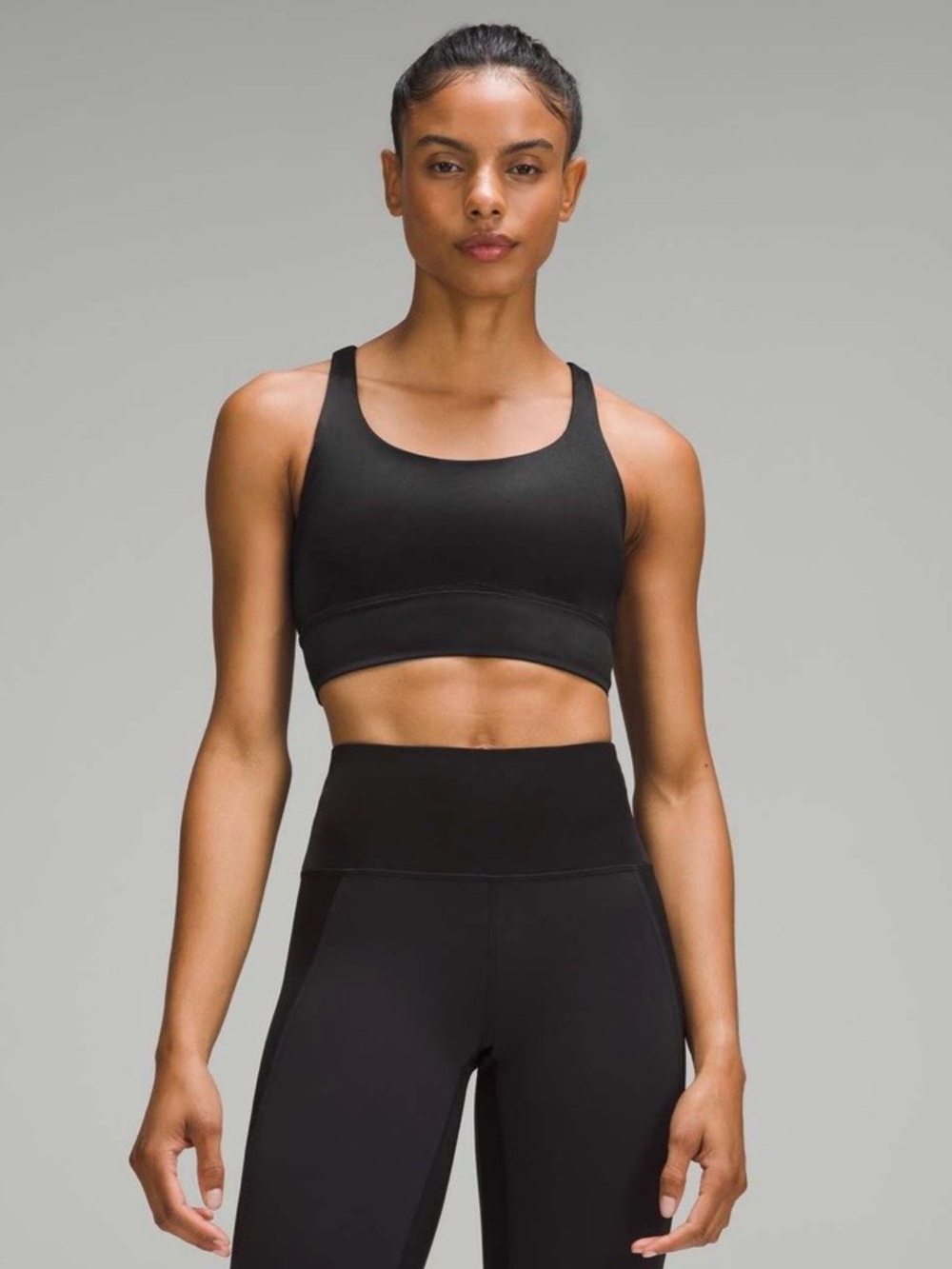 lululemon Energy Longline Bra - Shiny Black Size 2